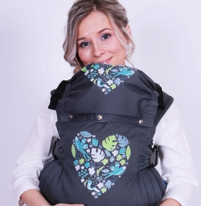 Эргорюкзак Гусленок стандарт "Птицы сердце" графит/серый лен купить